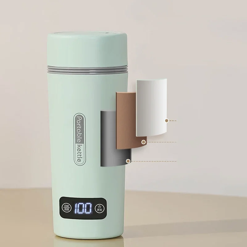 Travel Portable Car Office Electric Heating Kettle 220V 110V 12V 4 Gear Thermostat Thermal Bottle Boil Water Warm Cup