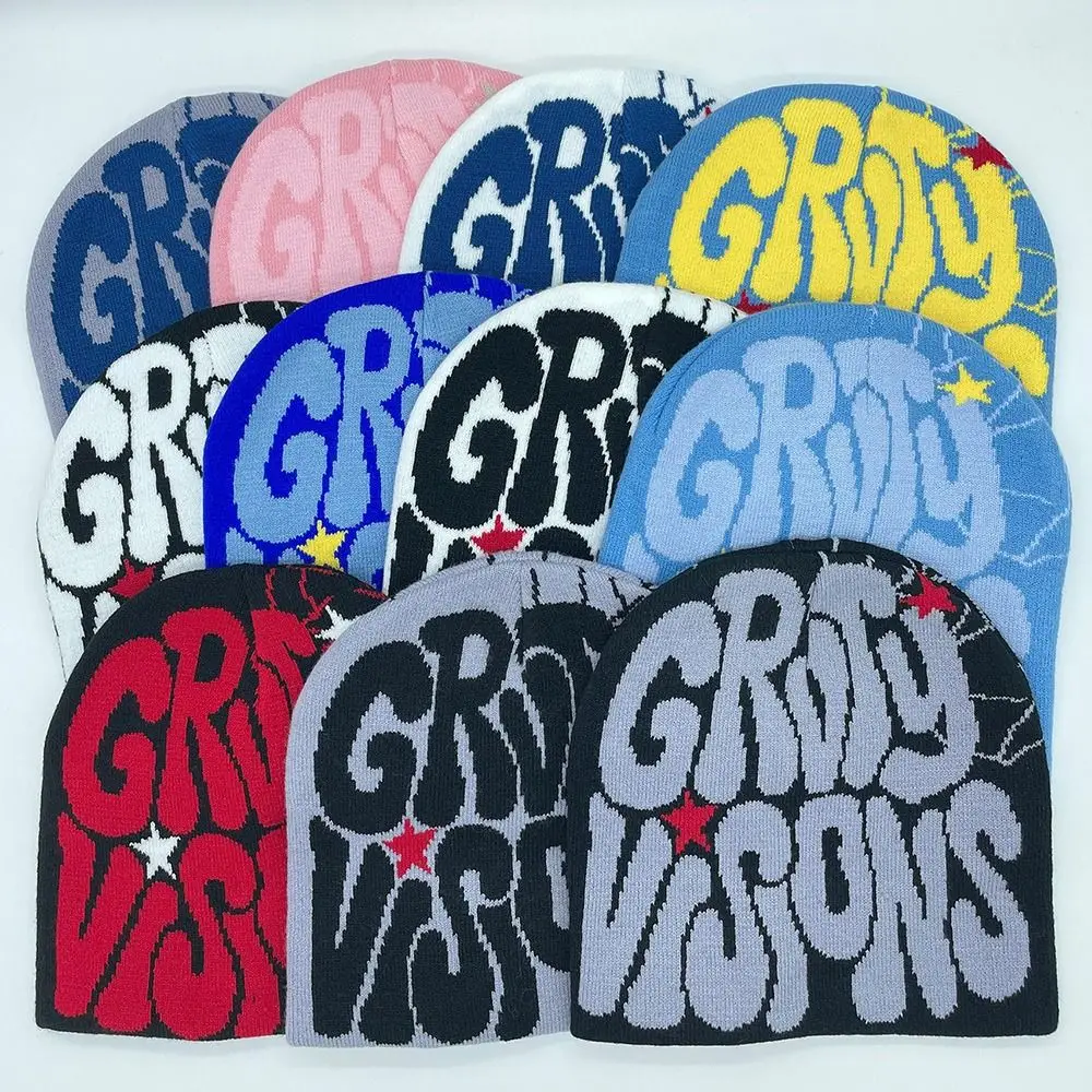 

Letter Printing Knitting Cap Hat Gift Y2k Warm Casual Skullies Ins Wool Acrylic Hip Hop Cap Outdoor