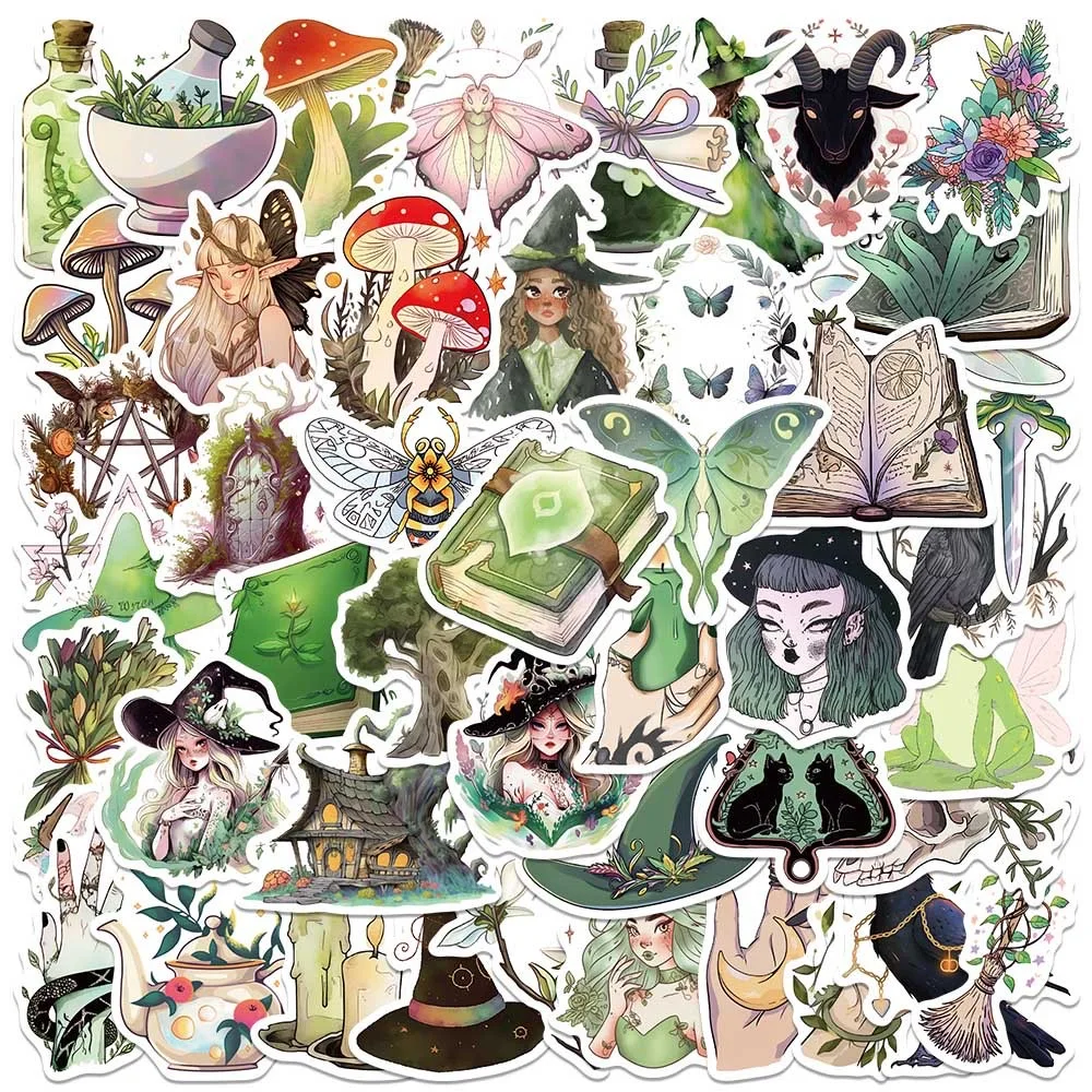 

10/50Pcs Cute Forest Witch Magic World Stickers Aesthetic DIY Scrapbooking Skateboard Laptop Phone Fridge Car Decoration Sticker