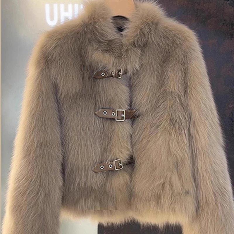 SELAITAILYE Fur Jacket Collar Detail