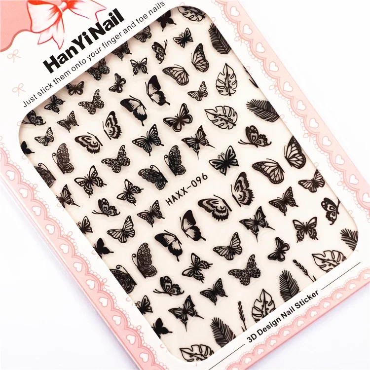 

5pcs Flower Nail Slider Sticker 3D Adhesive Leaf Flower Nail Art Stickers Animals Decals for Nail Manicure Decoration HANYI