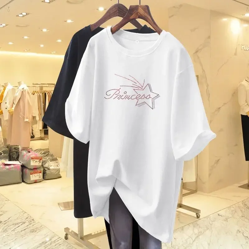 

Chic Printed Basic Pure Cotton T-shirt Women Clothing Summer Short Sleeve Casual Loose Simple Fashion Pullovers AD-44