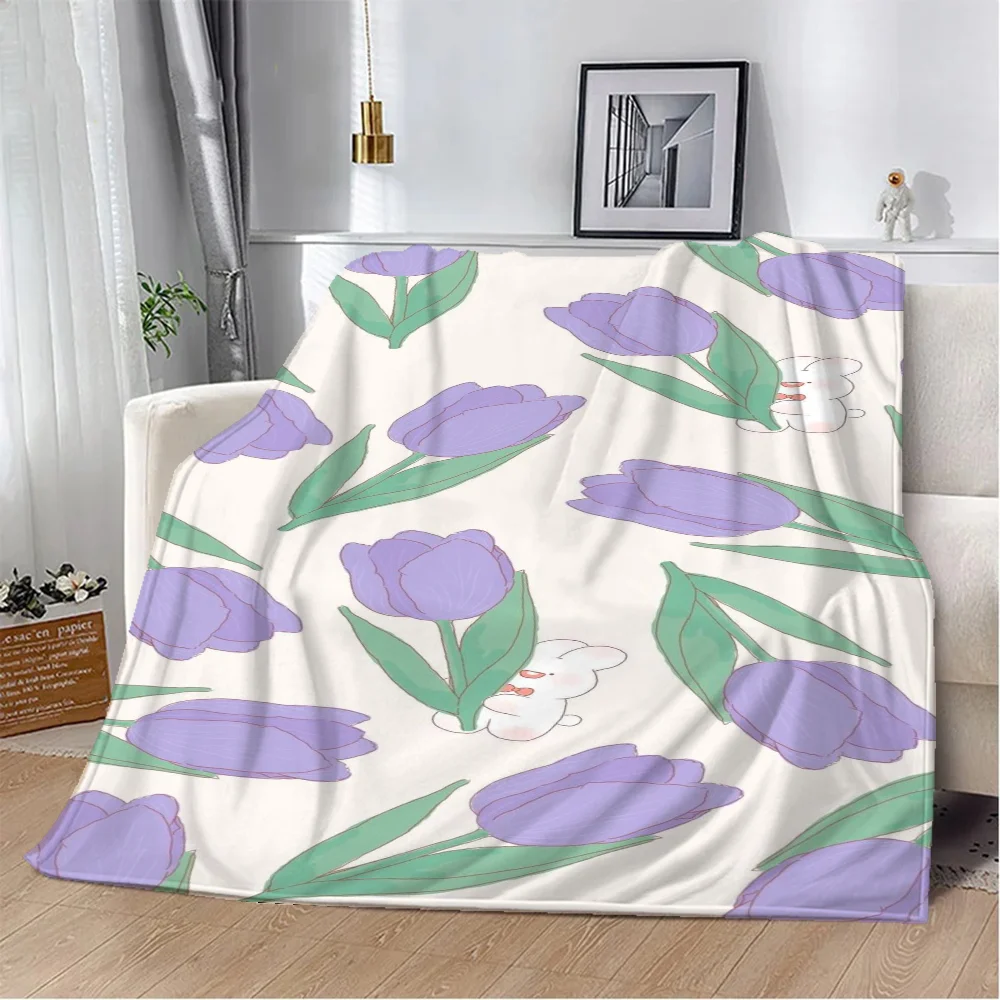 소파 장 양털 담요, 많은 꽃, 푹신하고 부드러운 담요, 침대 던지기, 니트 격자 무늬 극세사 침구