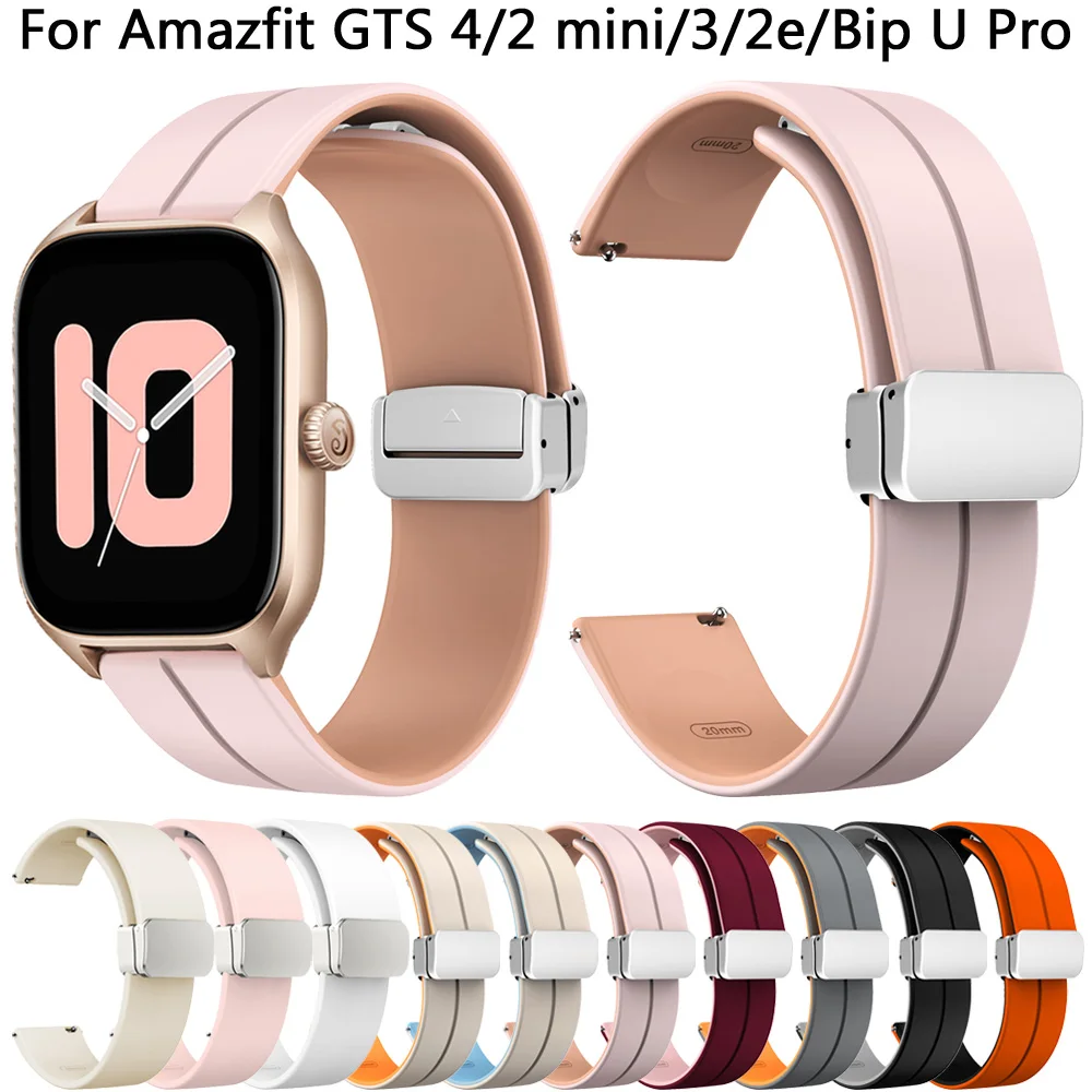 

Ремешок с магнитной застежкой для Amazfit GTS4 GTS2 Mini, браслет для Amazfit GTS 4 2 2e Bip U 3 Pro GTR 42 мм Mini, 20 мм