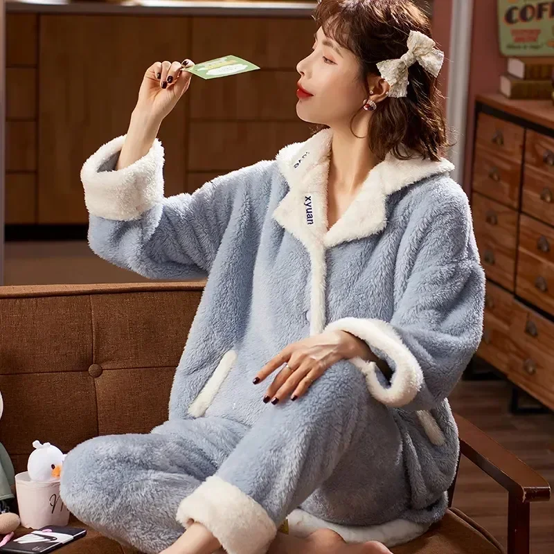 

Night Women Suits Loung Pijamas Mujer Femme Long-sleeved Sleepwear Girl Sets Homewear Pijama Pyjamas Autumn Winter Pajamas