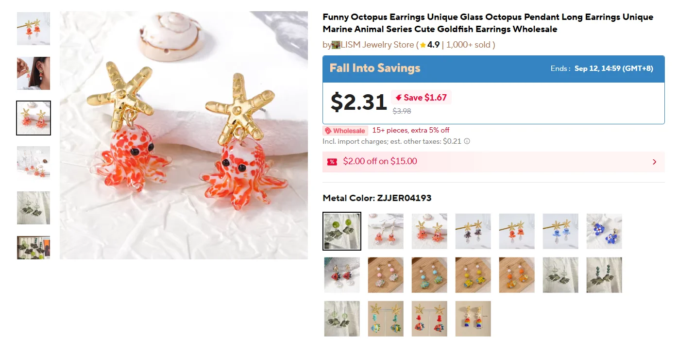 Transparent Goldfish Pendant Earrings Image 1