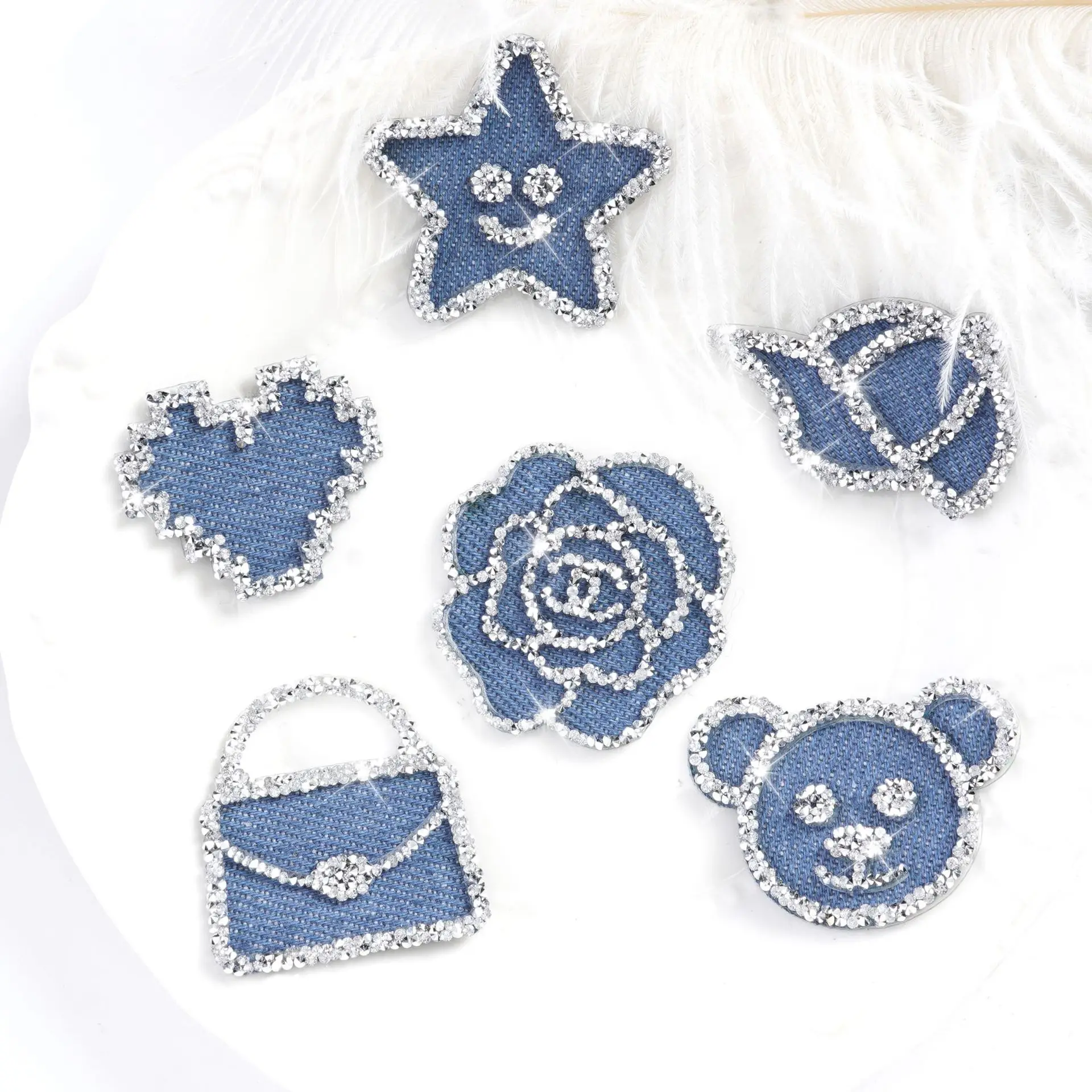 1PC Rhinestone Hotfix Appliques Patches Clothing Repair Cowboy Decor Iron on Patches Glitter Patches for Jeans Bags Hat