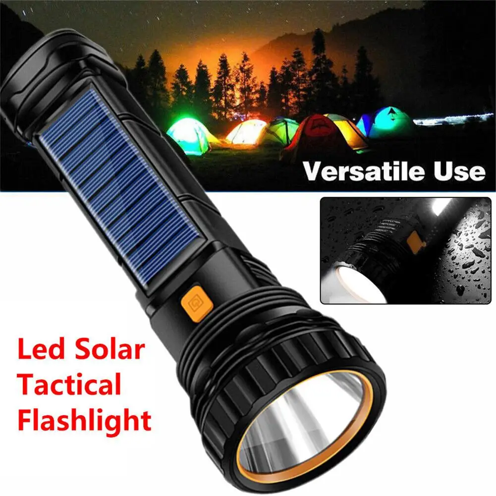 9900LM LED Flashlight Tactical Light USB/Solar Power/Battery Operated Torch  Lamp