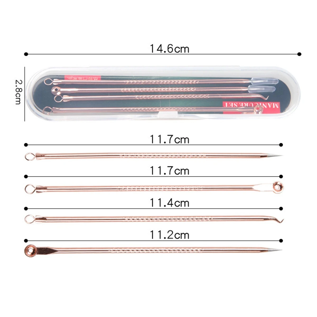 4PCS Acne Blackhead Comedone Black Spot Pimple Blemish Remover Skin Care Needle Facial Pore Cleanser Hook Beauty Cleaning Tool