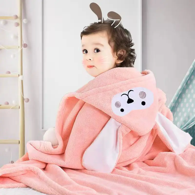 Thickened Bath Towels Cute Children Newborn Baby Super Soft Absorbent Pure Cotton Hooded Cloak Bath Towel Can Be Worn Blanket 5