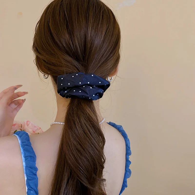 1/2 Stück Elegante Stoff-Haargummis mit Punktmuster für Damen, Einfache Simulierte Seiden-Haarbänder, Elastische Haarschlaufen, Pferdeschwanzhalter, Accessoires M – Detail 15