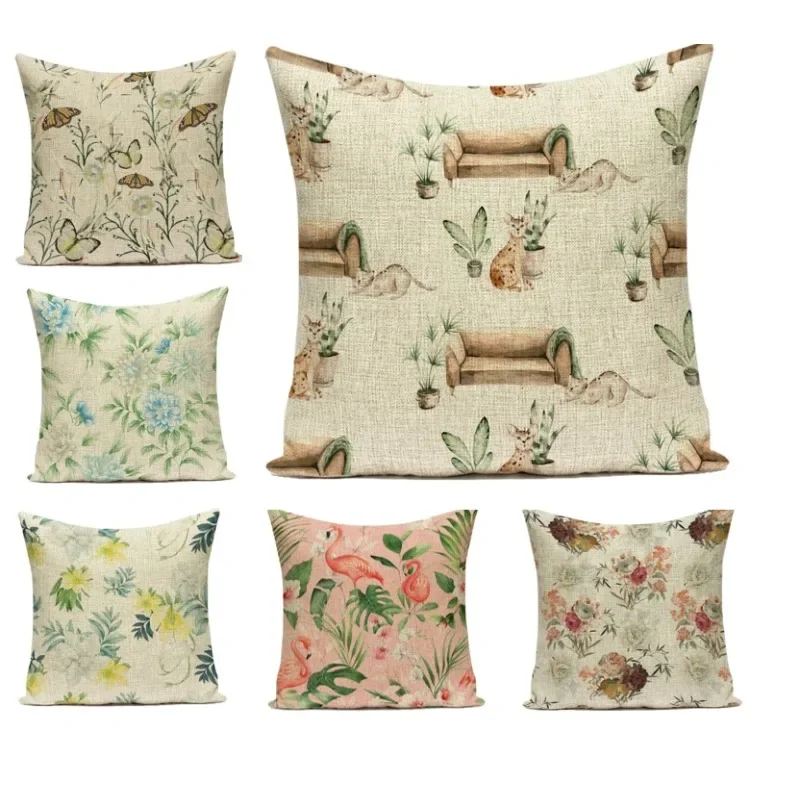 

Pastoral Floral Flower Cushion Cover Decorative Pillowcase 45x45cm Square Vintage Pillow Cover Kids Room Home Decor DF2158