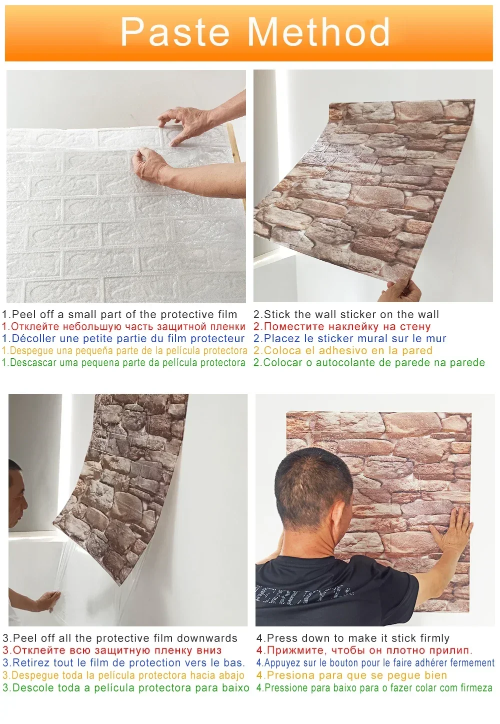 Imitation brick retro Wall Stickers 2.5mm Self-adhesive Waterproof Home Decor Living room bedroom Office
