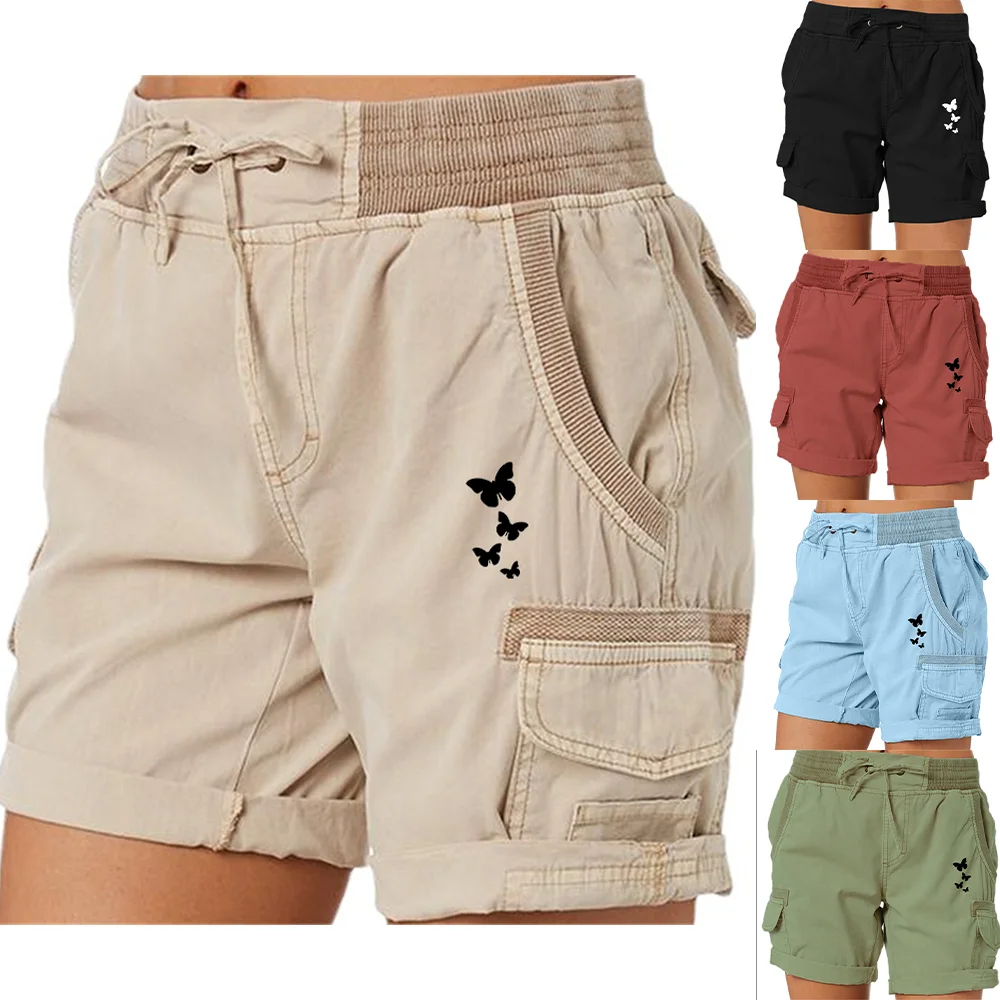 Women's Butterfly Print Cargo Shorts