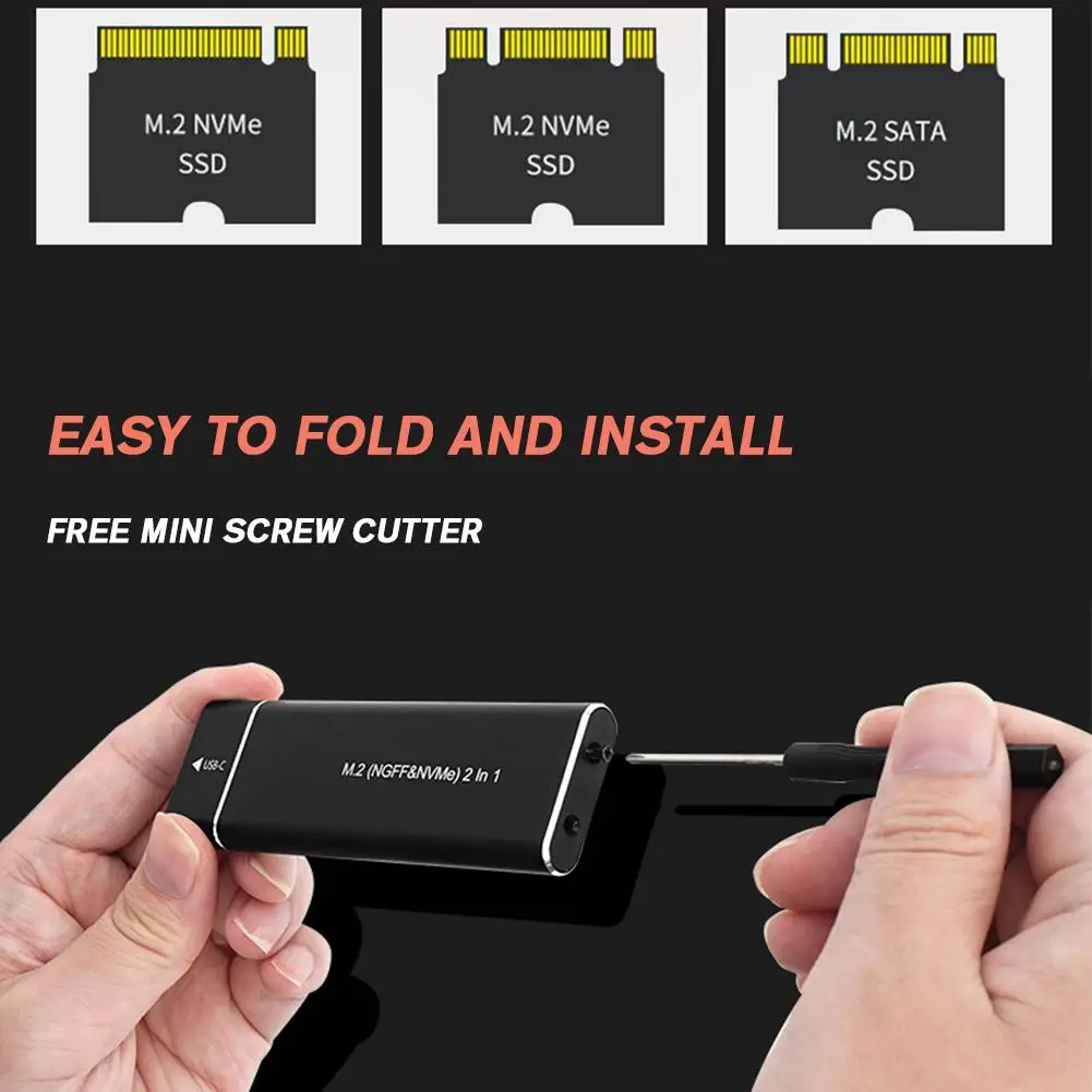 M2 SSD 케이스 M.2 NVMe SATA SSD 외장 어댑터 10Gbps USB 3.1 타입 C 듀얼 프로토콜 외장 케이스 M 및 B&M 키 지원