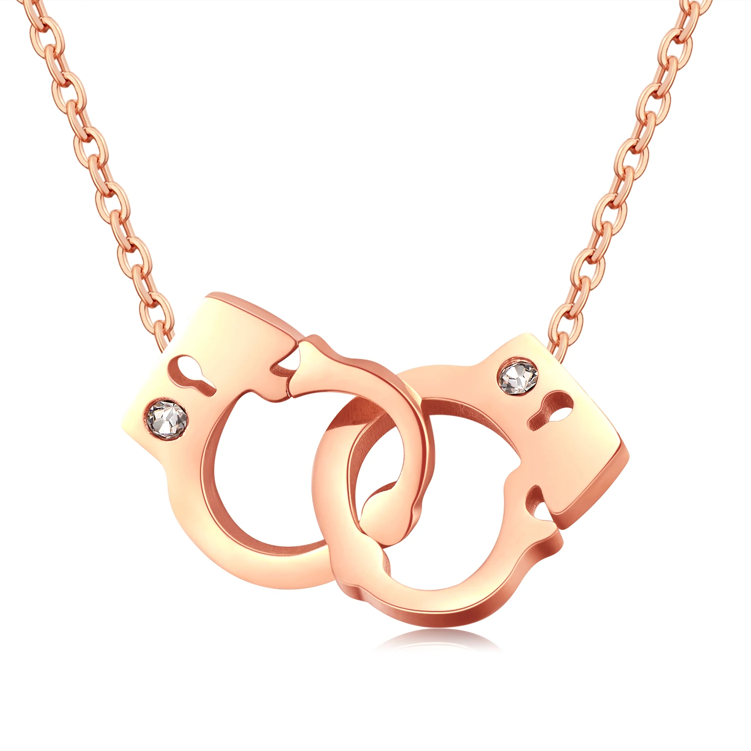 Leonid Meteor Shower Handcuffs Pendant Necklace For Women - Oxidized Sterling Silver & Rhodium Plated Chain