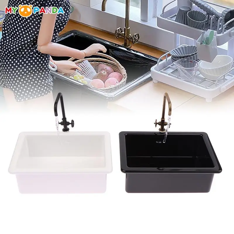 

Doll House Miniature Furniture Sink Basin Faucet Model For Dollhouse Kitchen Bathroom Life Scene Decor Accessories
