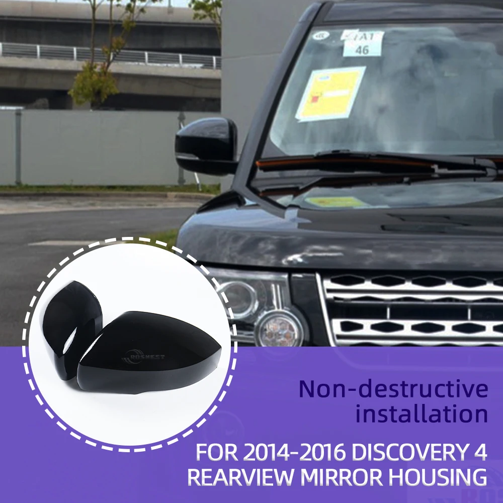 

For Land Rover Discovery 4 2014 2015 2016 L462 LR4 ABS Glossy Black Style Car Side Rearview Mirror Cover Trim Auto Accessories