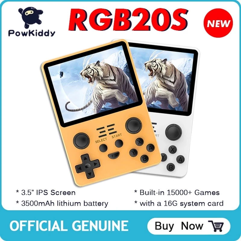 Powkiddy Nuovo Gioco Portatile Rgb20S Console Dual Card Sistema Open Source Retrò Rk3326 Schermo Ips 4:3 Da 3.5 Pollici 20000 Giochi Integrati