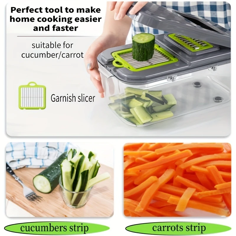 16/22pcs Vegetable Chopper Kit, Multi-functional Fruit Slicer, Manual Food  Chopper, Vegetables Slicer, Slicer With Container And Hand Guard, Onion  Chopper, Potato Slicer,peeler, Kitchen Gadget