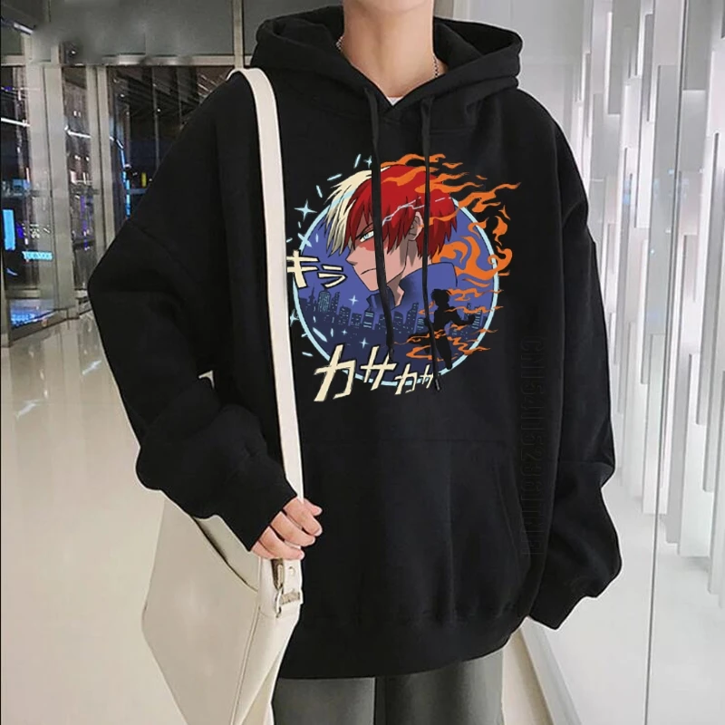 

My Hero Academia Todoroki Shoto Printing Anime Hoodies Streetwear Men Oversized Sweatshirt Pullover Daily Casual Male Hoodies