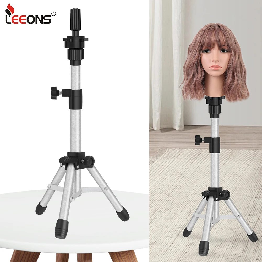 골드 핑크 64cm 가발 스탠드 삼각대 조절 가능 미니 마네킹 헤드 스탠드 가발 ..