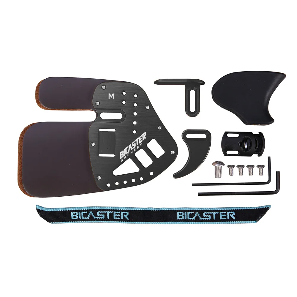 Archery Finger Tab Bicaster ASA Archery Competition Guard Protection Genuine Leather + Aluminum LH/RH