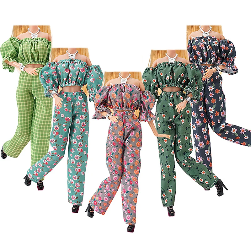 

Одежда для куклы 30 см, цветочный яркий брючный комплект, темпераментная одежда, подходящие части, повседневный комплект одежды для куклы, подарок для девочек