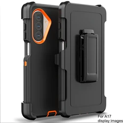Rugged Military - Grade Shockproof Defender Phone Case with Clip - Galaxy A14 4G5G (Black Orange)