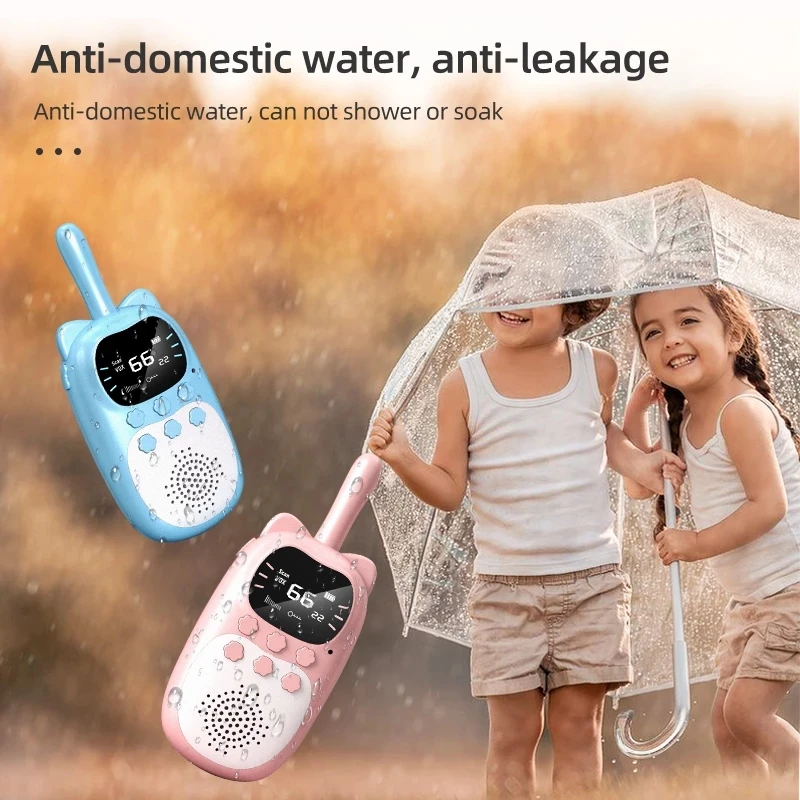 2pcs Kids Walkie Talkie Rechargeable 1000mAh Handheld 0.5W 3km Radio Transceiver Interphone for Children Toys Birthday Gifts 6