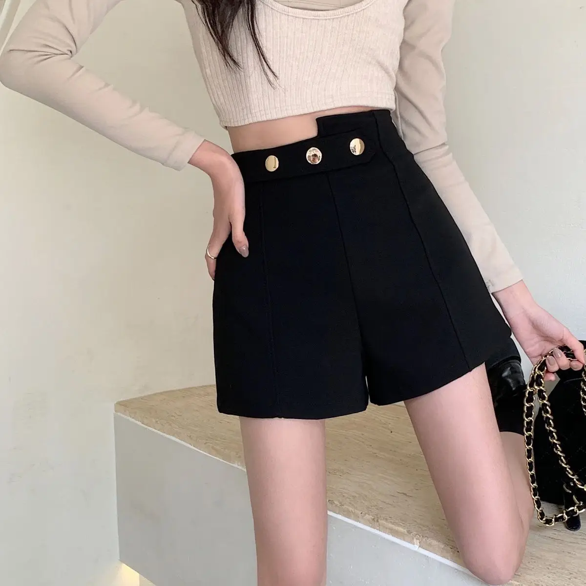 

S-XL Womens Casual Shorts Summer Female Short Pants High Button Fly Slim Elastic Force Slimming Ladies Trousers Clothes H40