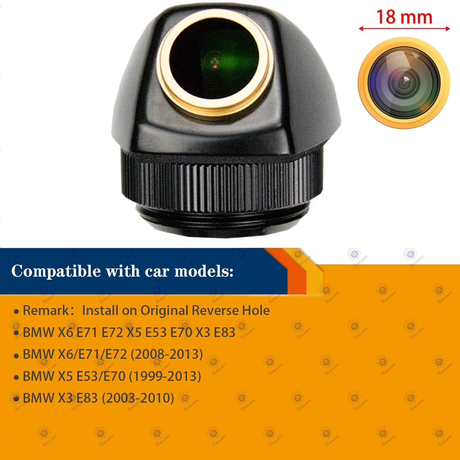 

HD 1280*720p Original Reverse Hole Camera for BMW X3 E83 X5 E53 E70 X6 E71 E72, Night Vision Camera Rear View Parking Camera