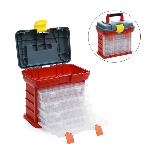 Hardware Organizer Box Screw Organizer Portable Multipurpose Organizer  Tools Organizer Box with Handle for Bolts Small Parts Beads Parts 4 Layer 