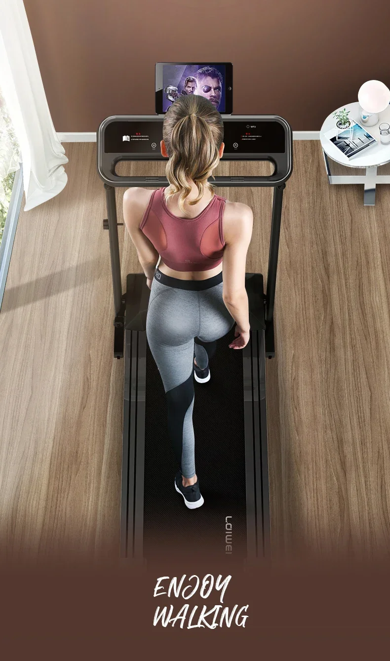 Folding Magnetic Treadmill, LED Display Treadmill with Safety Harness, Smart Treadmill, Home Gym