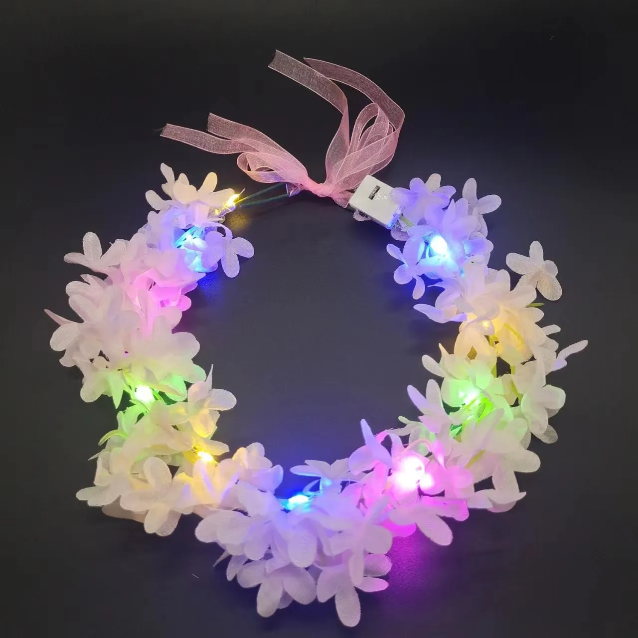 Garland Glowing Tiara Wreath Crown Flower Headband Glowing Wreath for Wedding Party Christmas