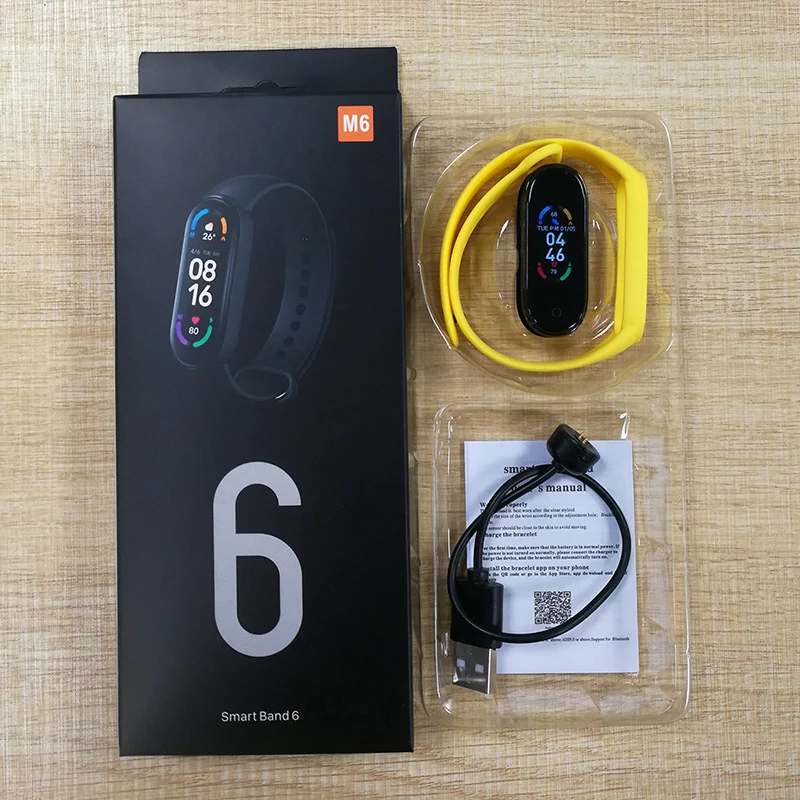 M6 Smart Bracelet Color Screen Sport Bracelet Pedometer Bluetooth Reminder and Heart Rate Blood Pressure Smart Watch for Fitness 