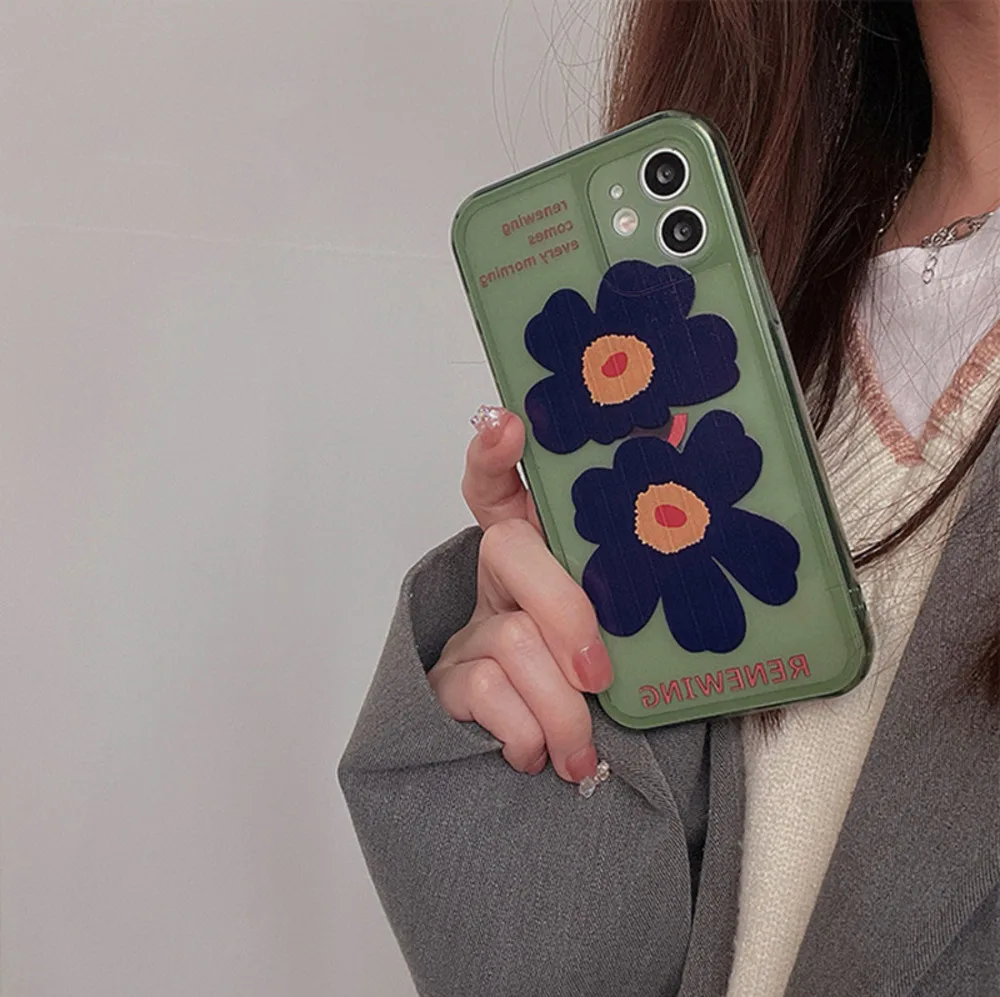 Phone Case for Iphone 11 Pro Max Case Iphone 7 Plus Soft Cover Iphone 8 12 Mini 13 Black Flower iphone 11 Pro Max  lifeproof case