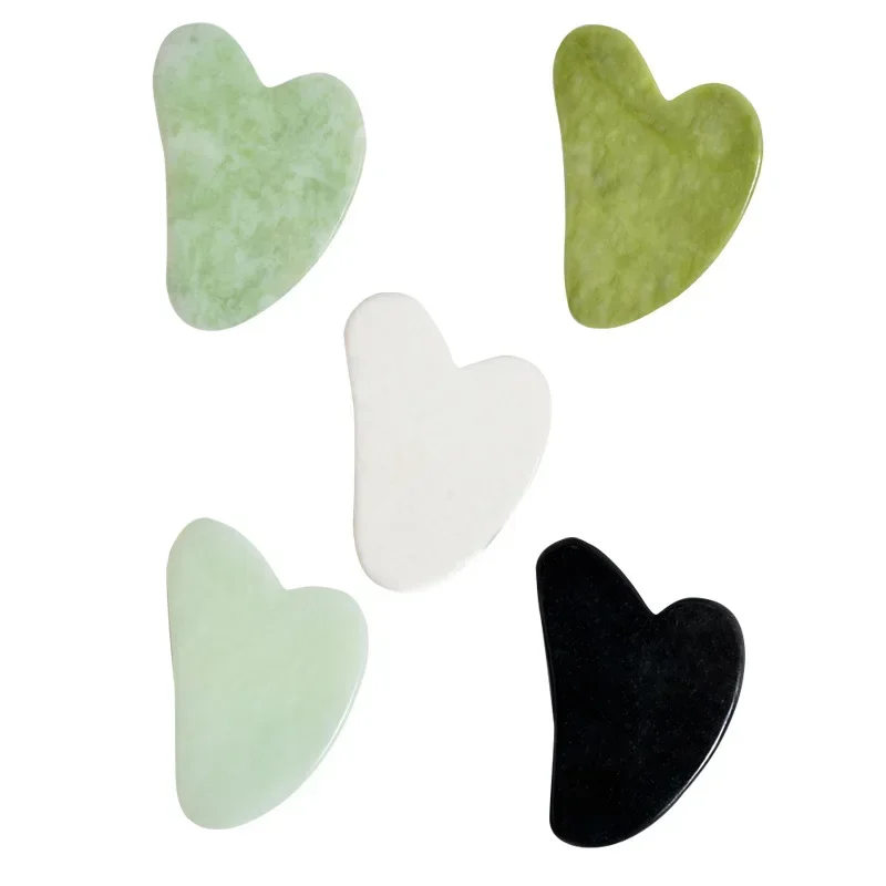 Heart-shaped Jade Gua Sha Scraping Board 5 Colors Option Black White Green Blue Gua Sha Tool Facial Massage Scraping Massager 2