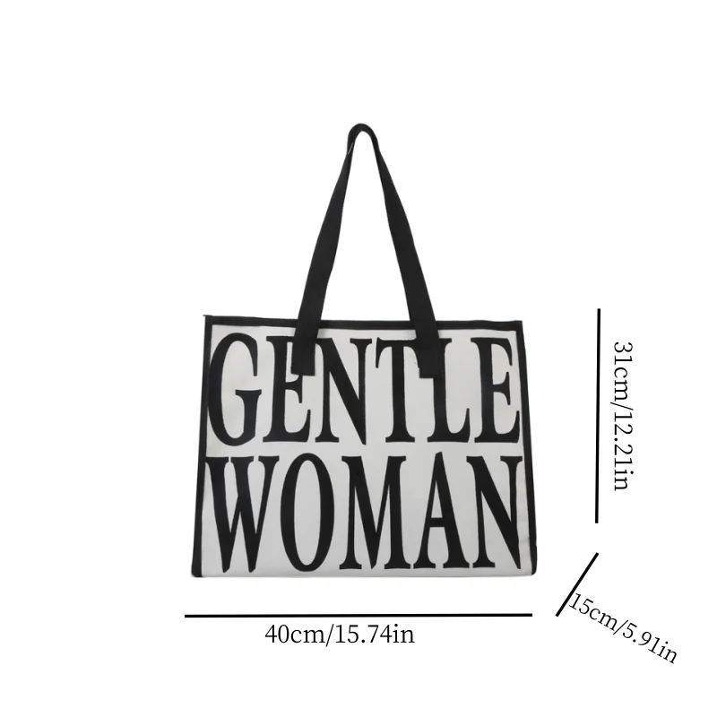 Single Shoulder Canvas Bag Women's New Fashion Outgoing Handheld Shopping Bag Large Capacity Commuting Tote Bag