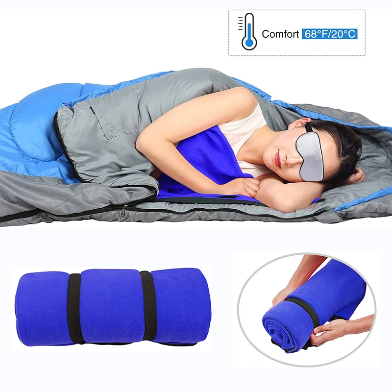 Sleeping Bag Portable Soft Thermal Fleece Outdoor Camping Tent Bed Travel Warm Ultra Light Polar Dirty-Proof Envelope Type Grab survival sleeping bag camping blanket