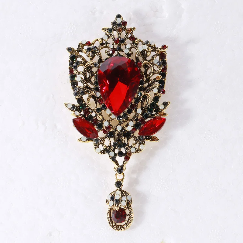 4 spilla a forma di fiore con strass di cristallo in 2 colori all