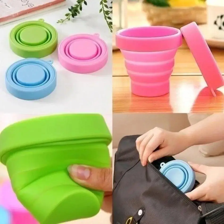 1 Pcs Portable Silicone Telescopic Drinking Collapsible Folding Cup Travel Camping Bathroom Tumblers Water Bottle Outdoor Tool