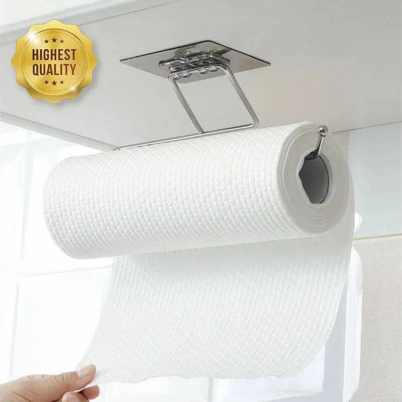 Paper Holder 1/4PCS Kitchen Towel Storage Hook Toilet Paper Holder Towel Stand Storage Rack Tissue Bathroom Organizer