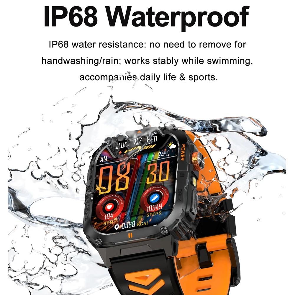 2025 New Smart Watch Men 1000mAh Large Capacity Battery Outdoor Flashlight Bluetooth Call Waterproof Sport Fitness Smartwatches