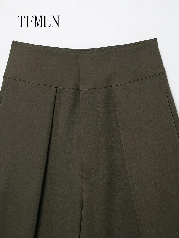 2026 New Women Casual High Waist Pants Fashion Pleated Straight Long Wide Leg Trousers Female Zipper Office Lady Bottoms Pants