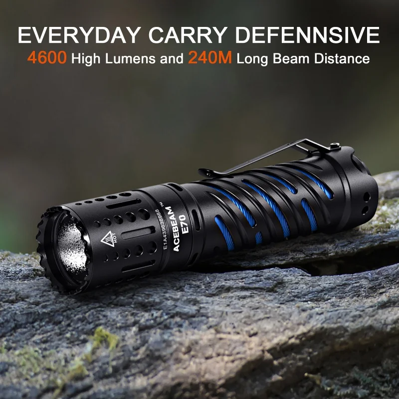 ACEBEAM E70 4600 Lumens Ultra Compact Rechargeable EDC Flashlight for Household Search Outdoor Camping Hiking