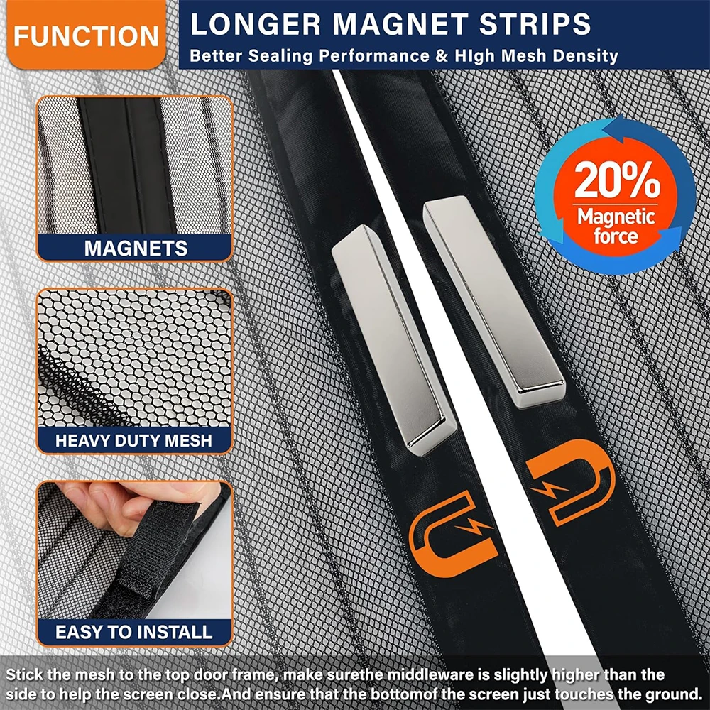 Magnetische Bildschirm Tür Anti Moskito Mesh Vorhang Net Hält Bug Out Hände Frei Partition Stumm Gestreiften Schlafzimmer Tür Belüftung – Detail 19