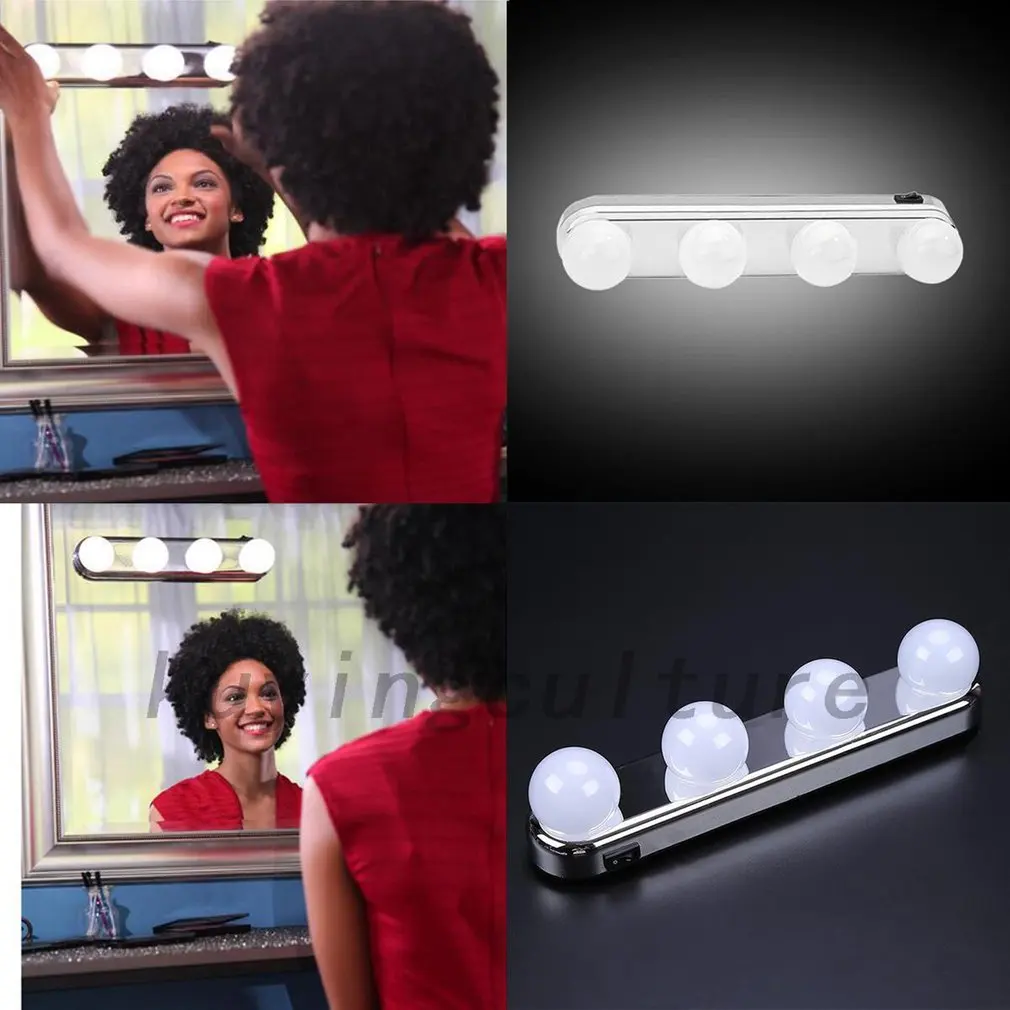 4 램프 메이크업 Spiegel Licht Koplamp geanstalleerd handiger Zuignap Make Lamp Led Spiegel Licht Batterij Aangedreven Gift