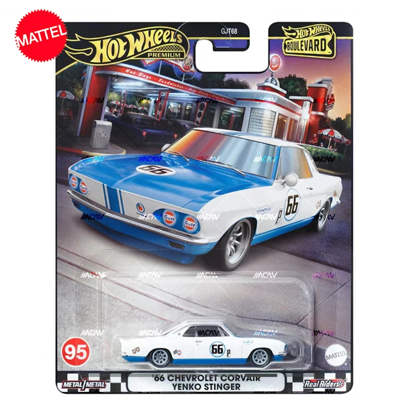 

Original Mattel Hot Wheels Premium Car 1:64 Diecast Boulevard 66 Chevrolet Corvair Yenko Stinger Vehicle Model Toys for Boy Gift