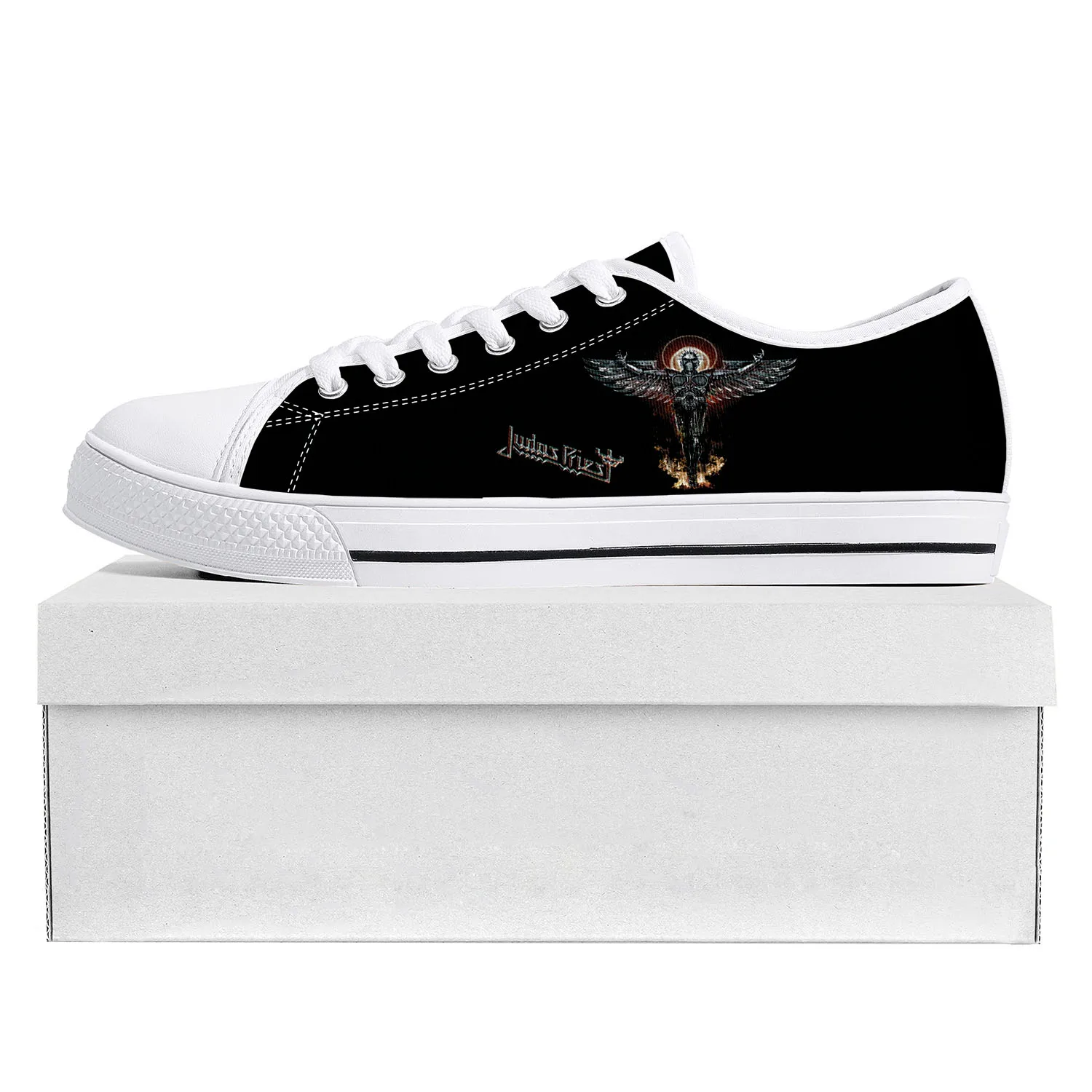 

Judas Priest Heavy Metal Rock Band Low Top High Quality Sneakers Mens Womens Teenager Canvas Sneaker Couple Shoes Custom Shoe
